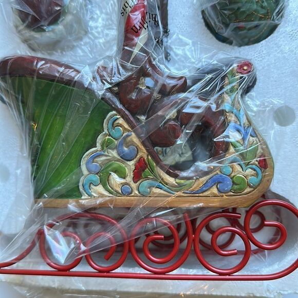 New in box Jim Shore Jingle All the Way/set of 5 Winter Sleigh with ornaments - Picture 4 of 7